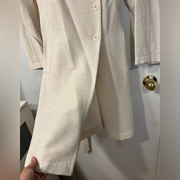 ZARA Cream Long Autumn Winter Coat - Picture 5 of 12